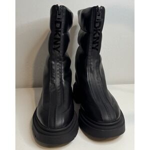 New DKNY Womens Fiza Chunky Platform Zipper Boots Black sz 9M